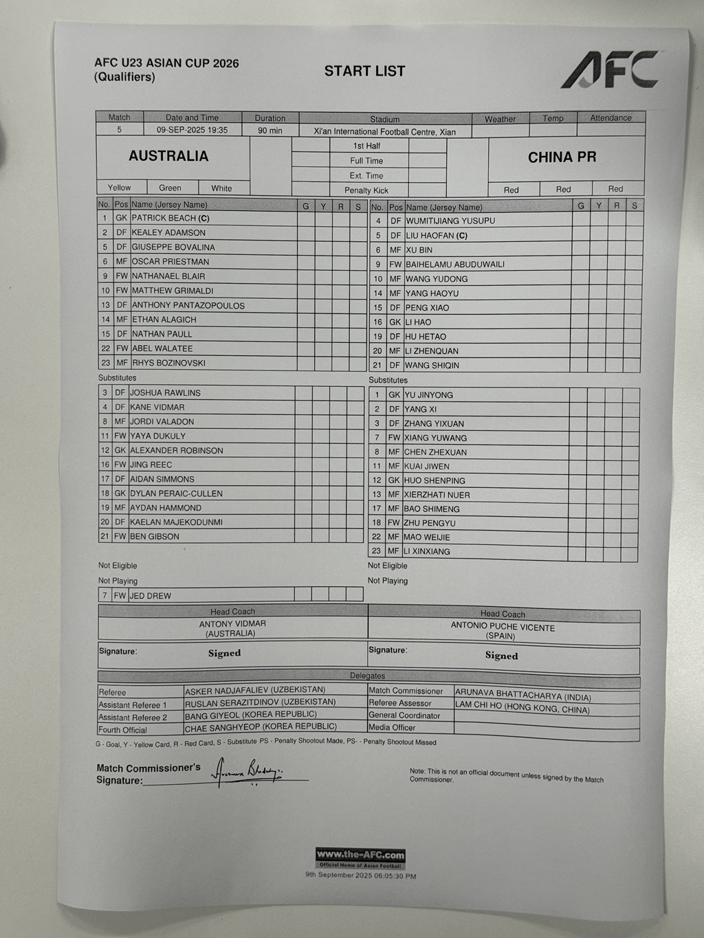 【利剑出鞘】中国 VS 澳大利亚 出场阵容